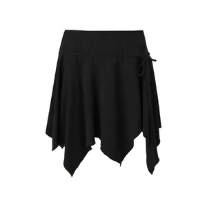 Black wide waist irregular short skirt