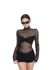 Stretchy Thin Mesh Base Layer Top