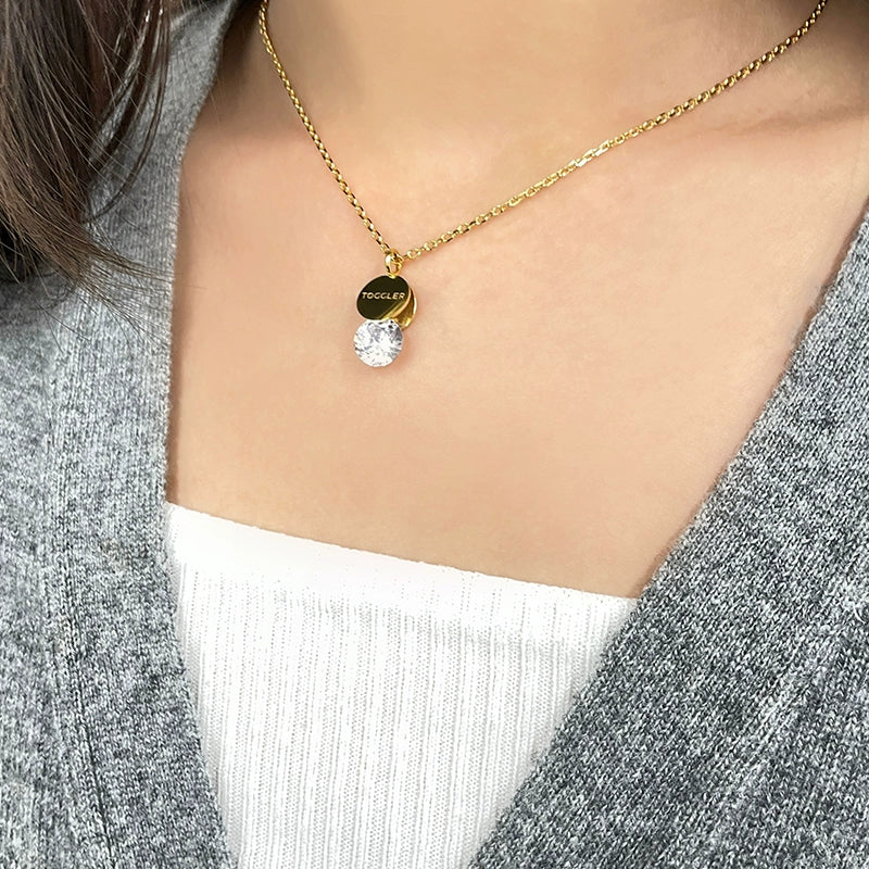 Gold Rocking Zircon Silver Necklace