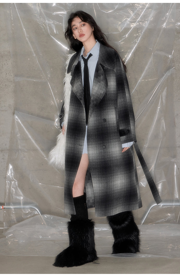 Mosaic double-faced wool coat suit collar silhouette coat