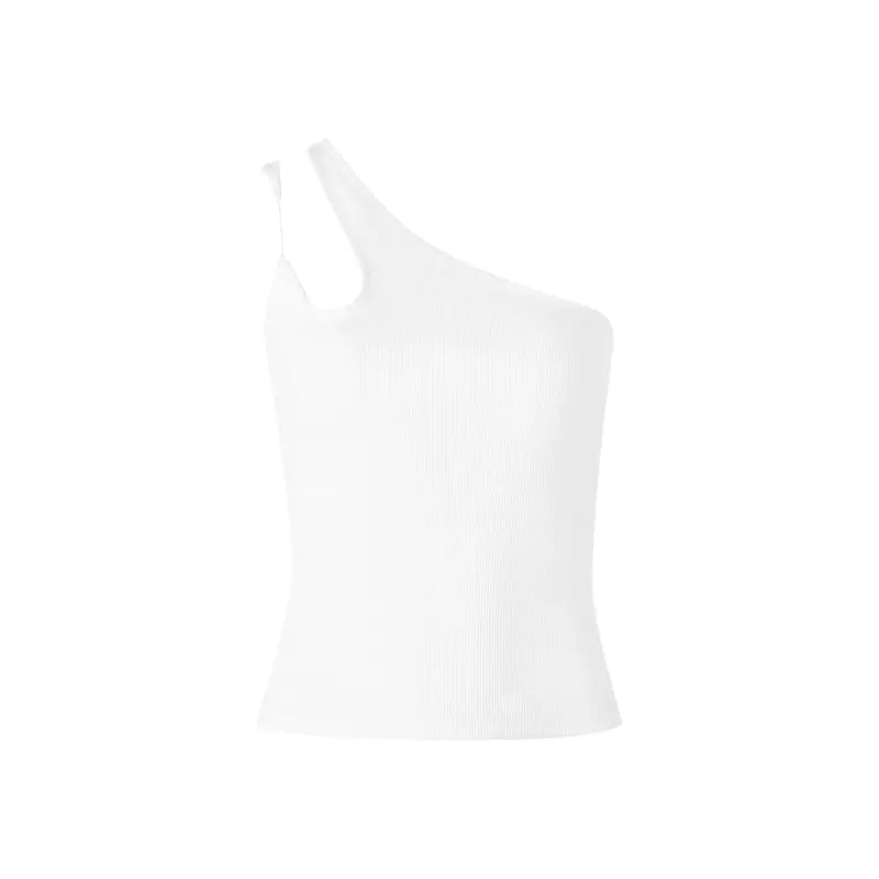 Double strap off-shoulder vest with slanted neckline