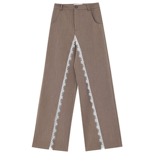 Original Gray Lace Patchwork Designer Trousers