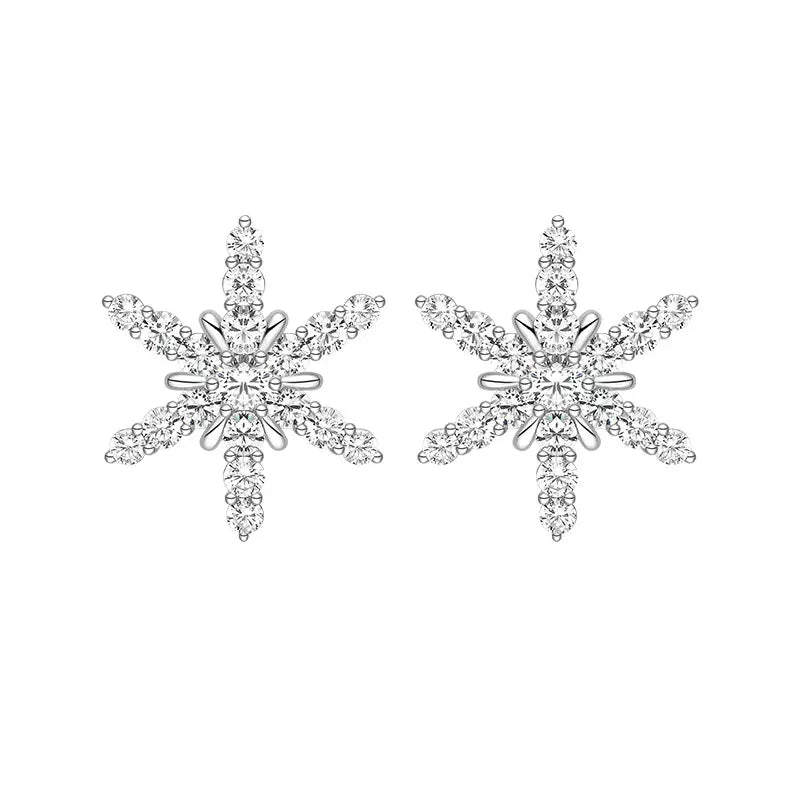 Solid Silver Mini Snow Stud Earrings