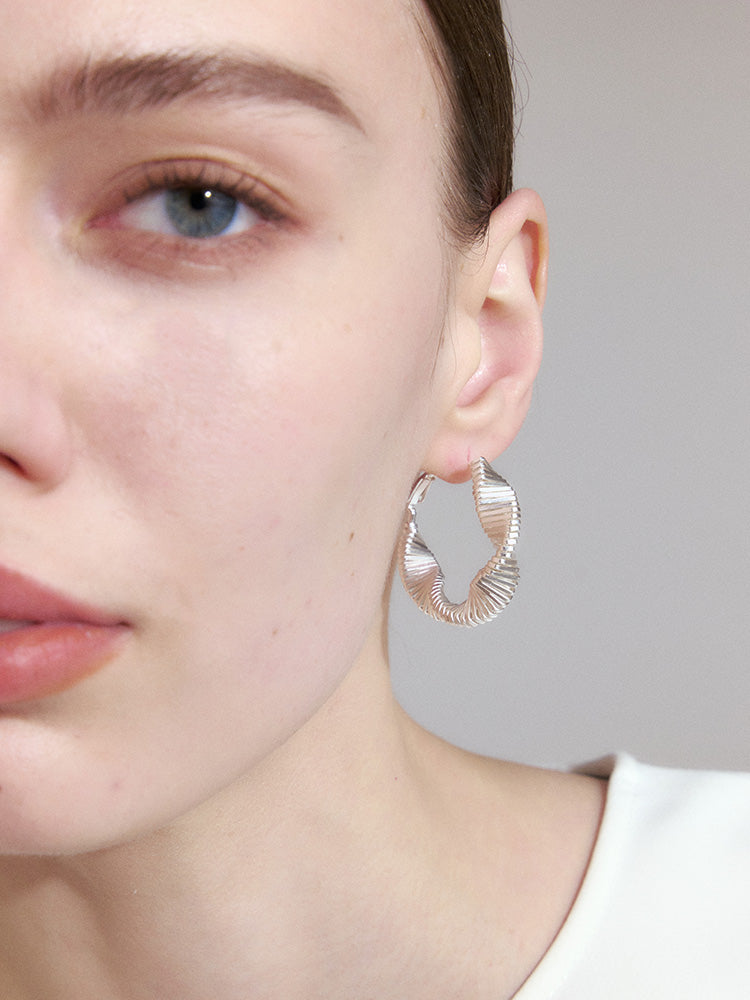 Simple Button Hoop Earrings