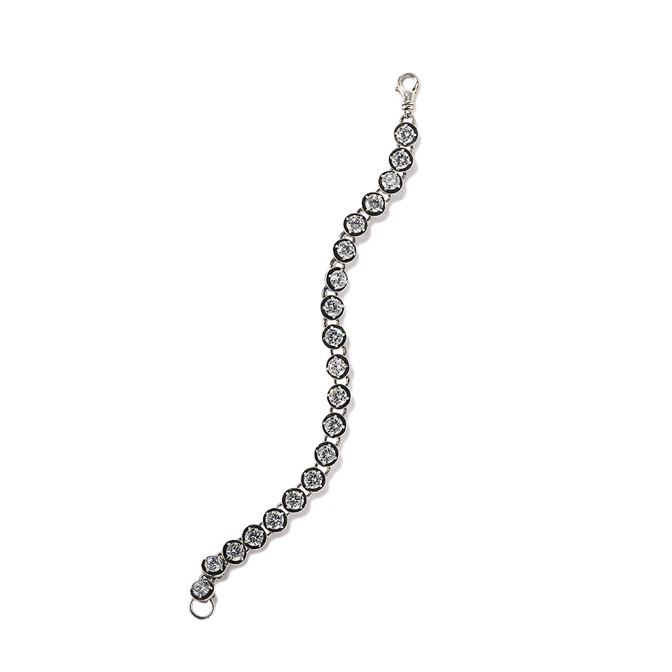 Full zirconium stacking sterling silver bracelet