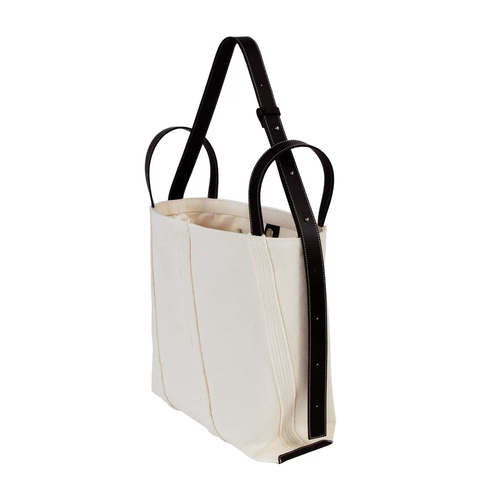 Raw Edge Cowhide Canvas Crossbody Tote Bag