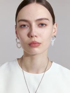 White resin metal hoop earrings