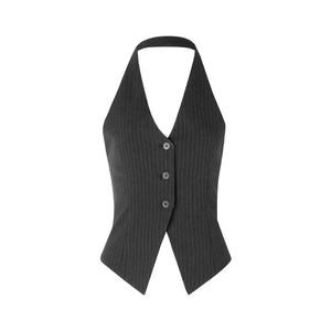 V-neck halter neck suit vest