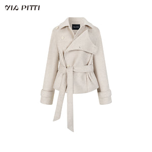 Heavy Duty Double Layer Fake Two Piece Belt Coat