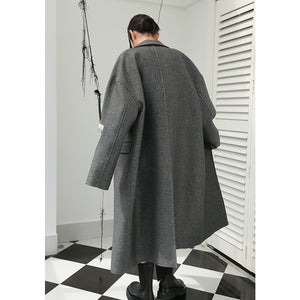 Deconstructed Split Tassel Shiny Silk Wool Coat