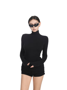 mockneck slim-fit long-sleeve T-shirt