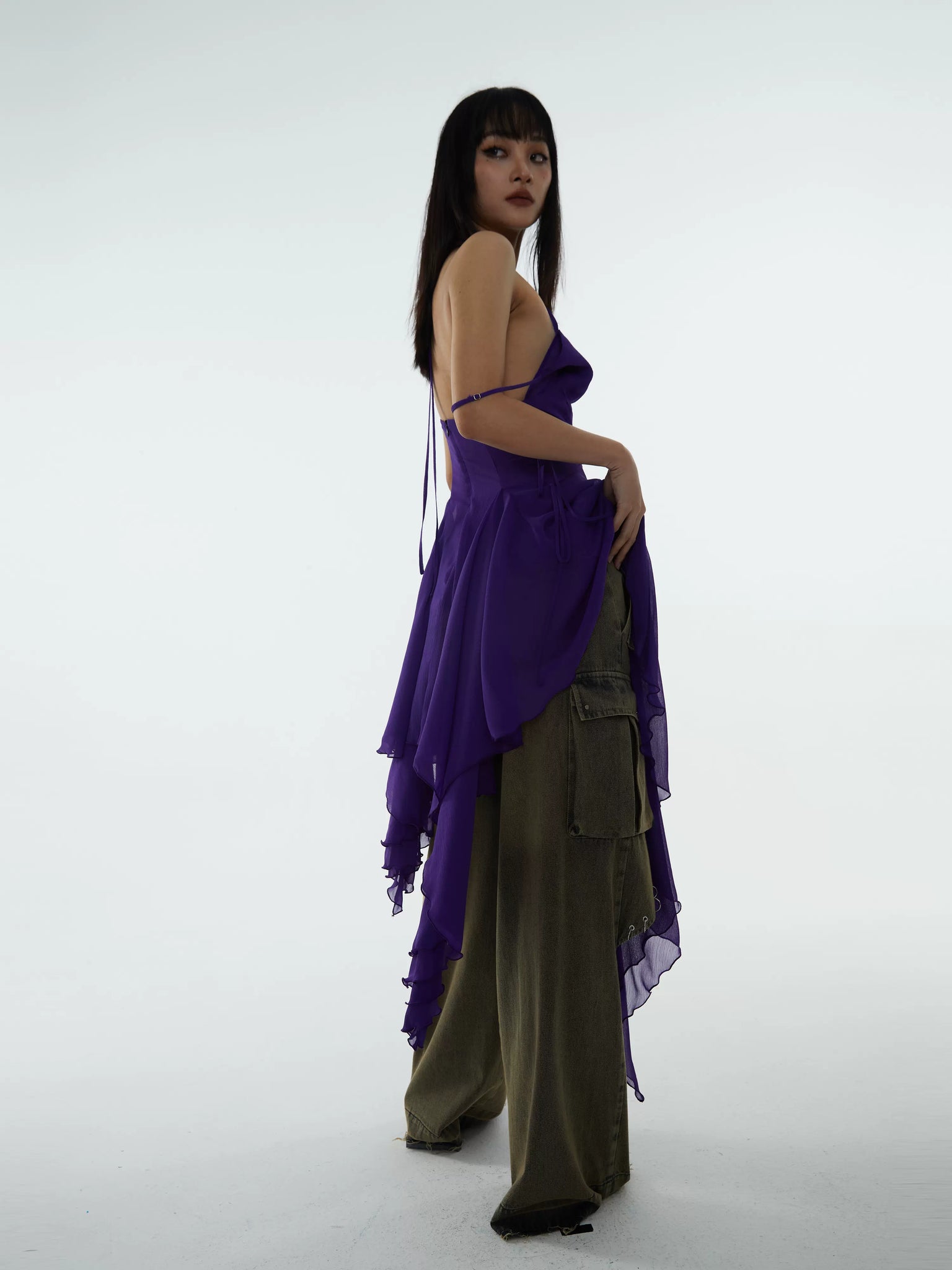 Irregular Hem Violet Dress