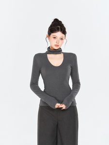 U-neck warm skin-friendly versatile winter base layer top