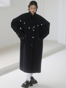 Bunny Ear Cape Raglan Sleeve Padded Trench Coat