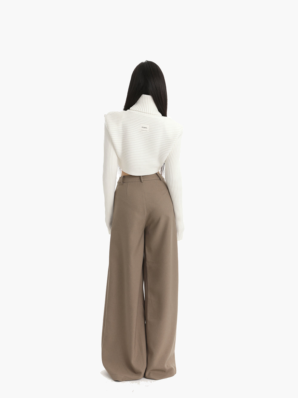 High-Waisted Loose-Fit Wide-Leg Trousers