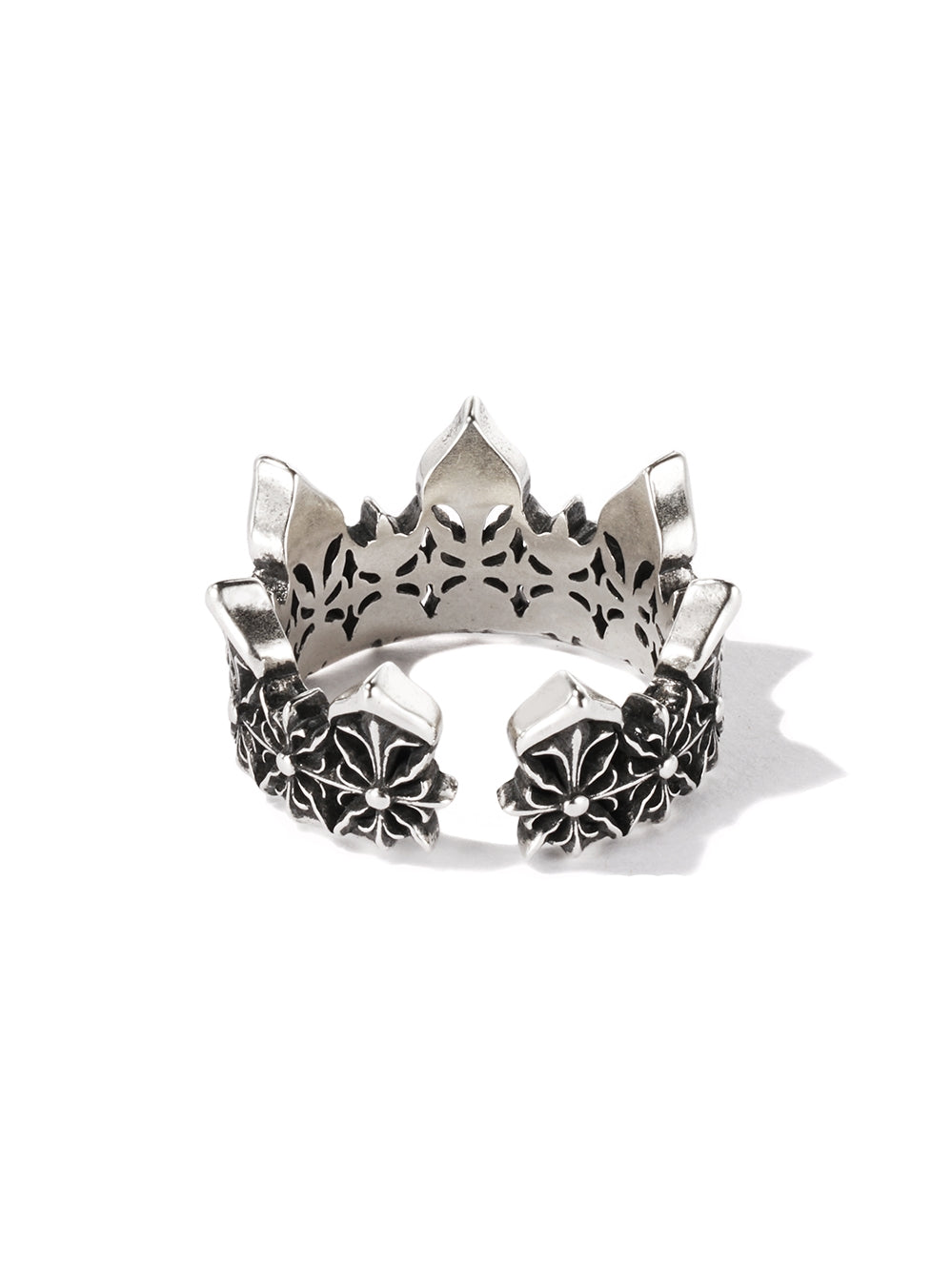 Crown medieval style sterling silver ring