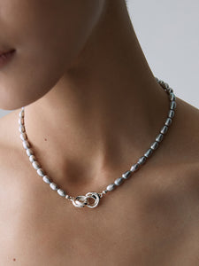 Grey Beaded Clavicle Necklace