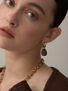 Black leather earrings