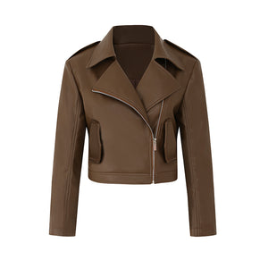 Brown Minimalist Leather Jacket