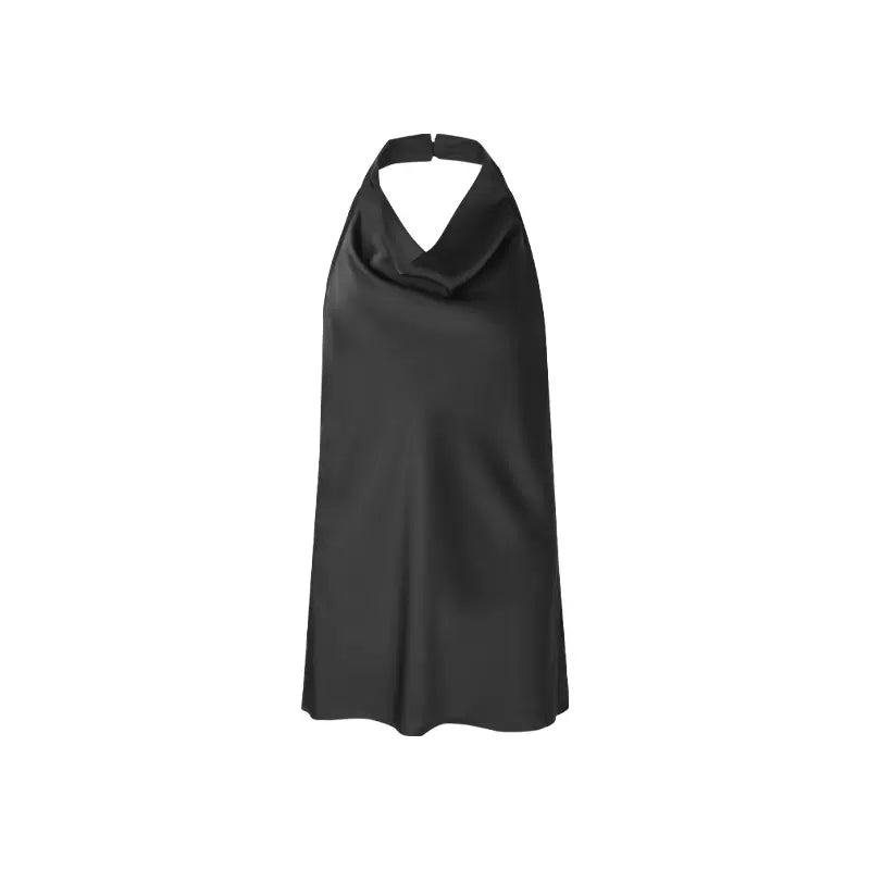 Draped Sleeveless Backless Drawstring Top