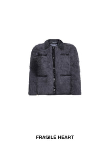 Grey Heavy Plush Fur Jacket