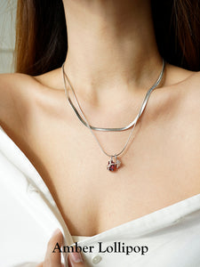 Double Zircon Pendant Necklace