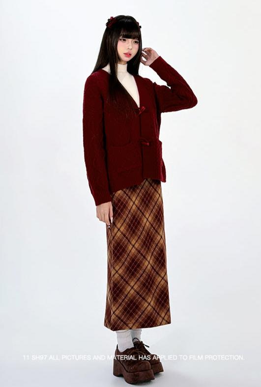 Winter High Waist Slim Fit Woolen Long Skirt