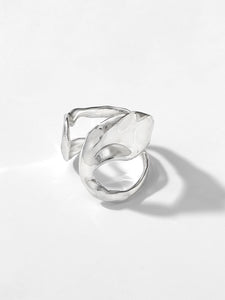 Pleated openwork silver ring