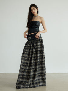 Retro Dark Decadent Old Craft Plaid Skirt (with belt)