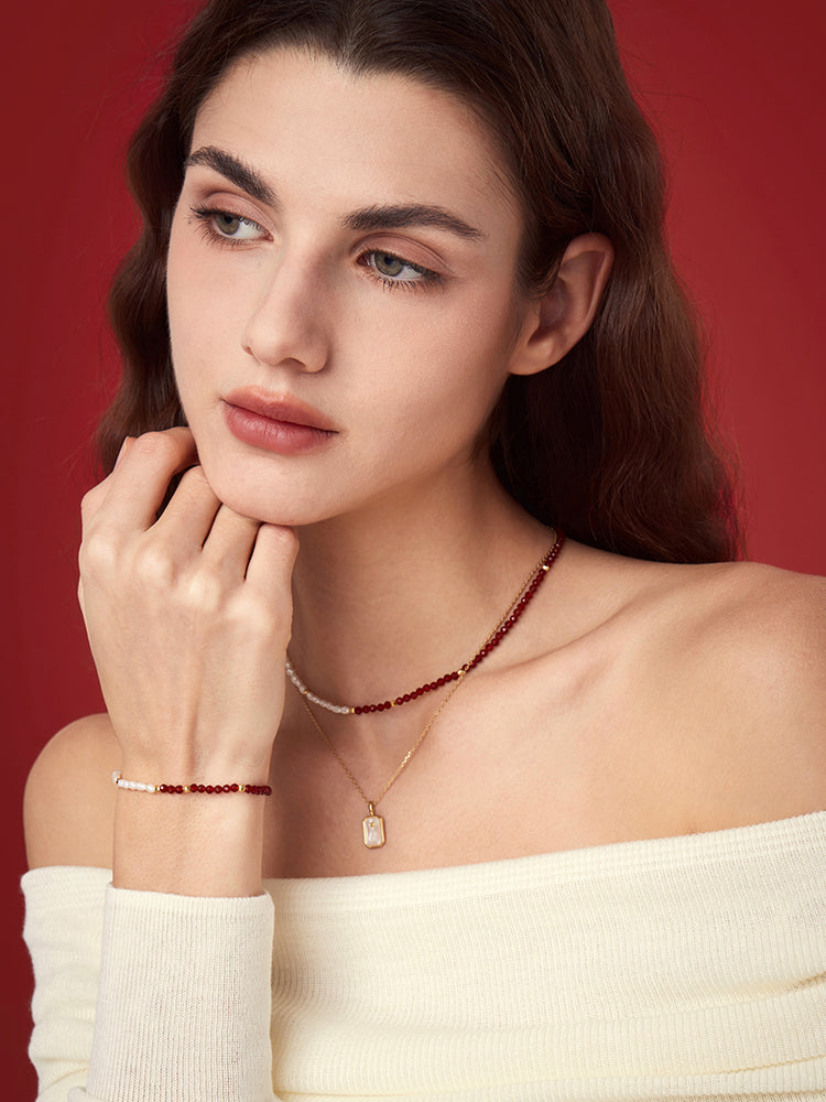 Simple Red Rope Agate Bracelet