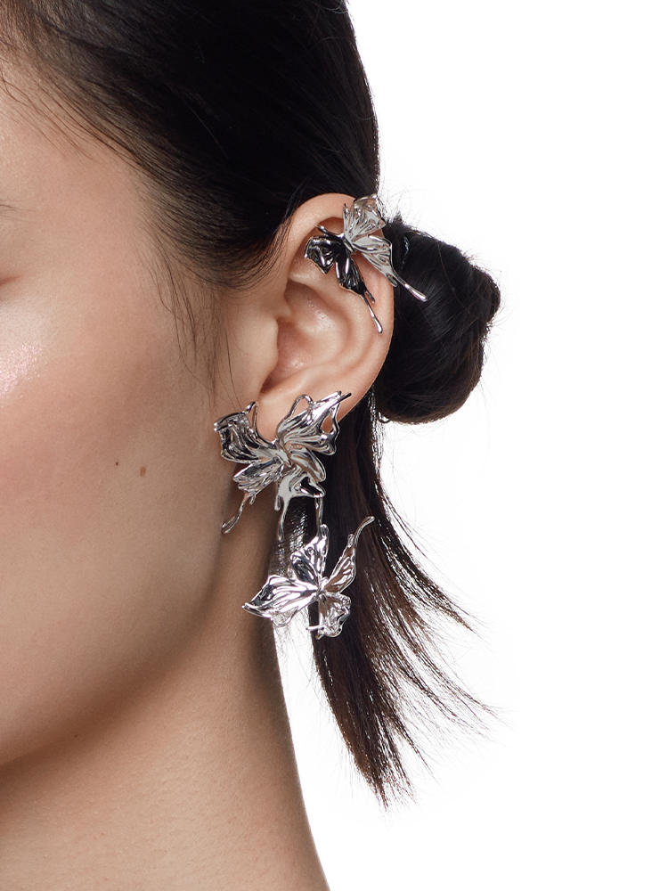 Ripple / Shadow Liquefied Butterfly Earring