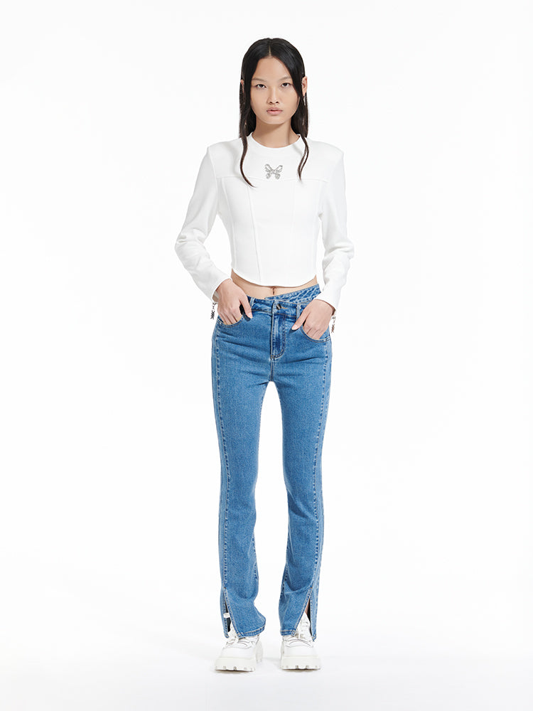 Slit bootcut jeans