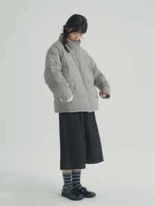 Gray-White Duck Down Puffer Coat