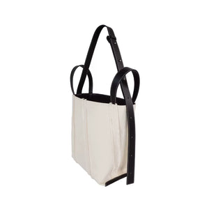 Raw Edge Cowhide Canvas Crossbody Tote Bag