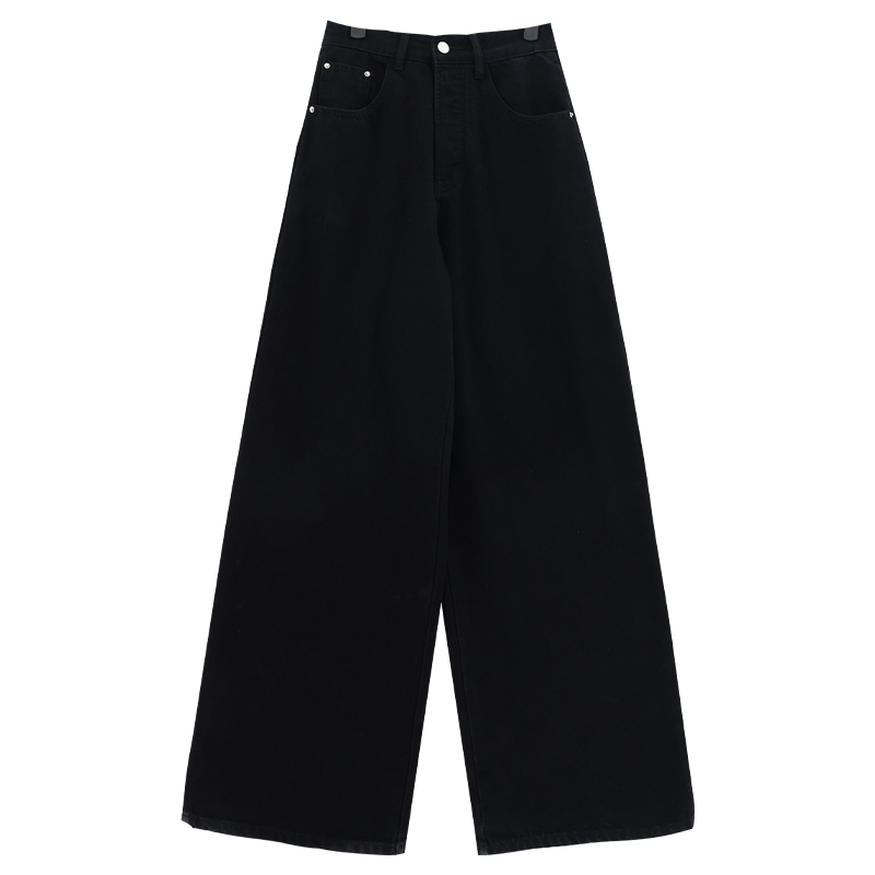 American Retro Dark Wide-Leg Straight Jeans