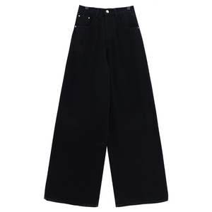 American Retro Dark Wide-Leg Straight Jeans