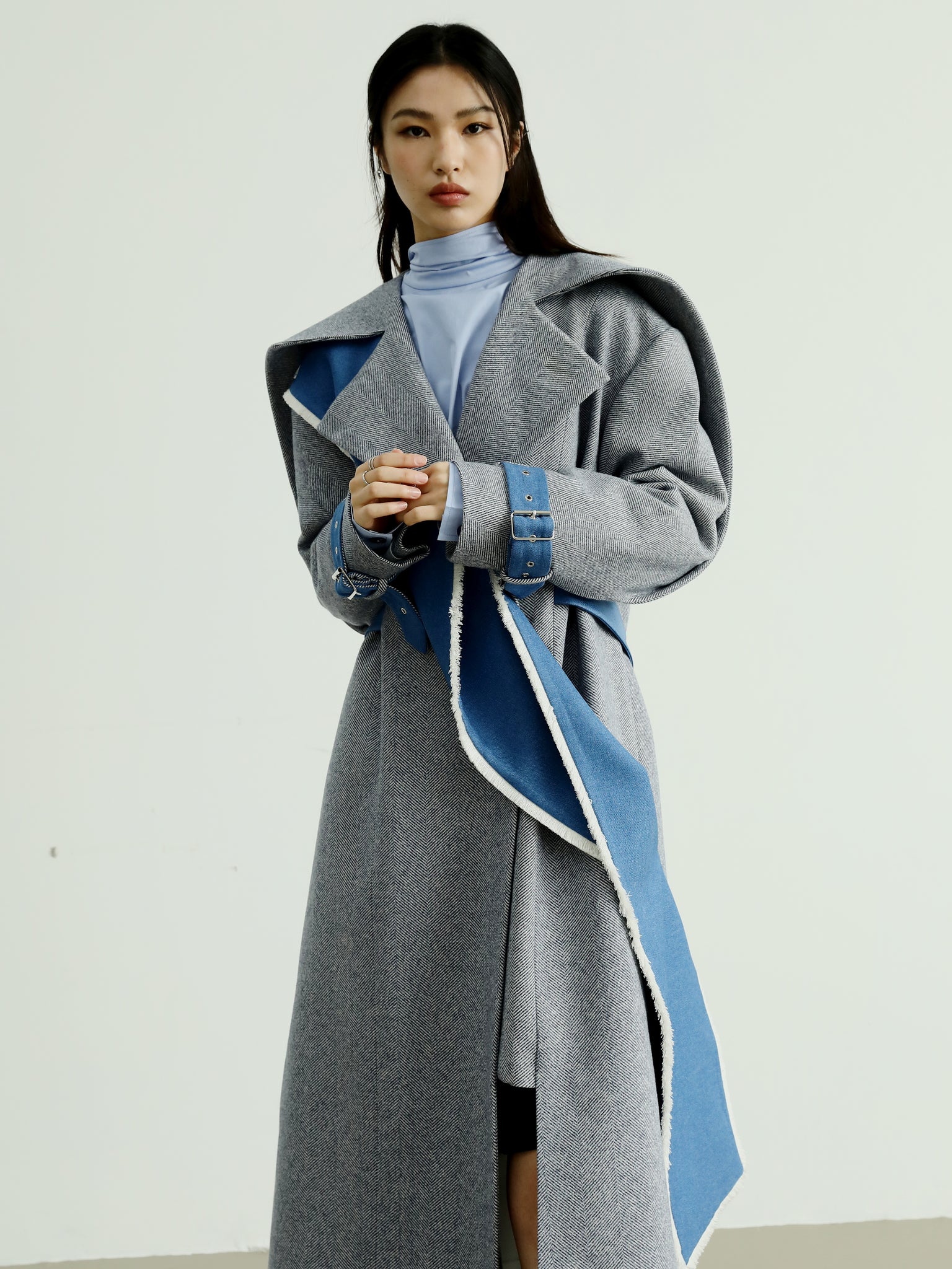 Herringbone Coat with Detachable Panels