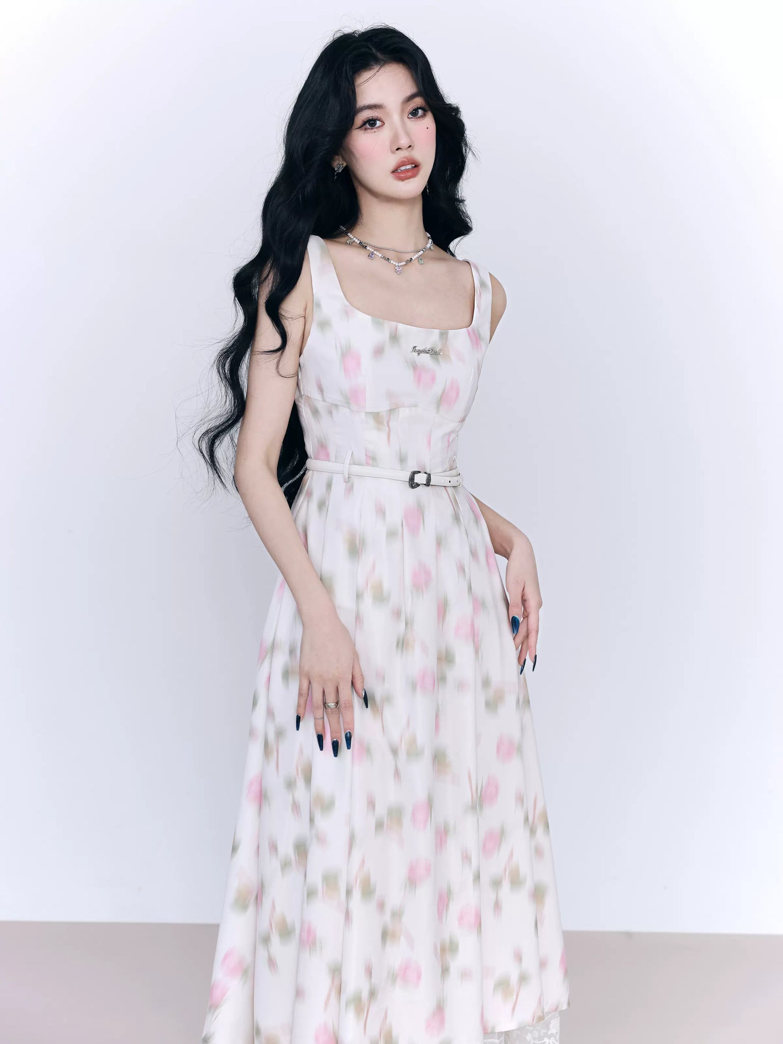 Sweet Floral Lace Suspender Dress