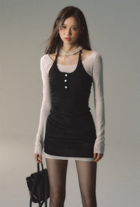 Neck Hanging Fake Two Piece Woolen Knitted T-shirt