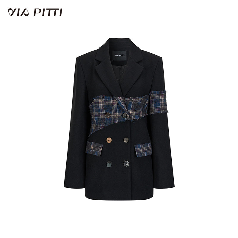 Heavy Check Stitching Design Coat