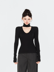 U-neck warm skin-friendly versatile winter base layer top