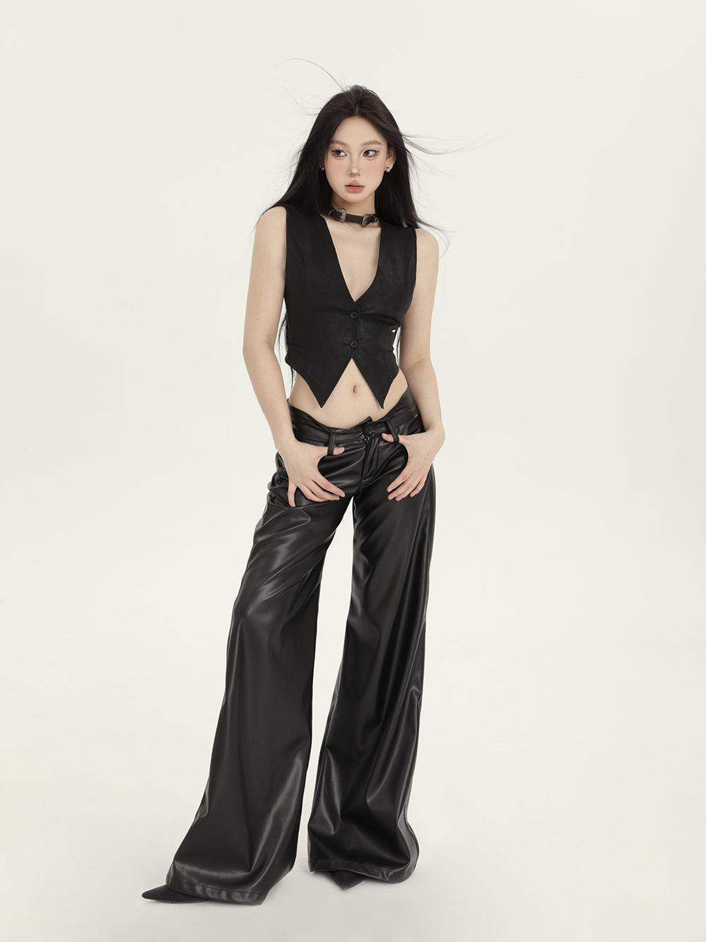 Low Waist Leather Pants