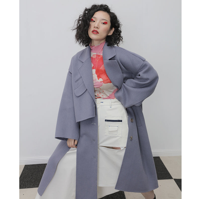 Deconstructed Asymmetric Patchwork Silhouette Coat