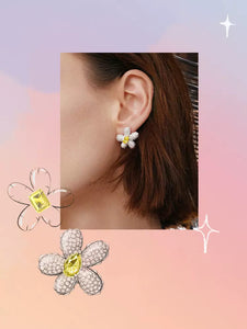 Solid Silver Flower Balloon Earrings