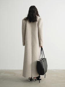 Urban Street Style Off-White Eco-Friendly Woolen Extra-Long Coat