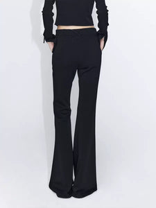 Black slim fit flared trousers