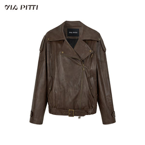 Loose Fit Heavy PU Leather Jacket