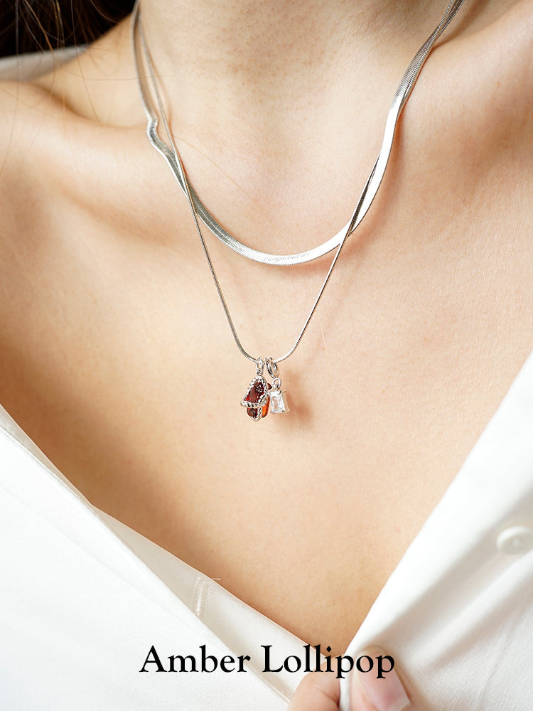 Double Zircon Pendant Necklace