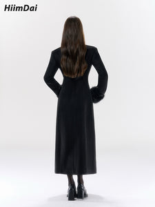 Madeline hourglass coat with wool stand up collar