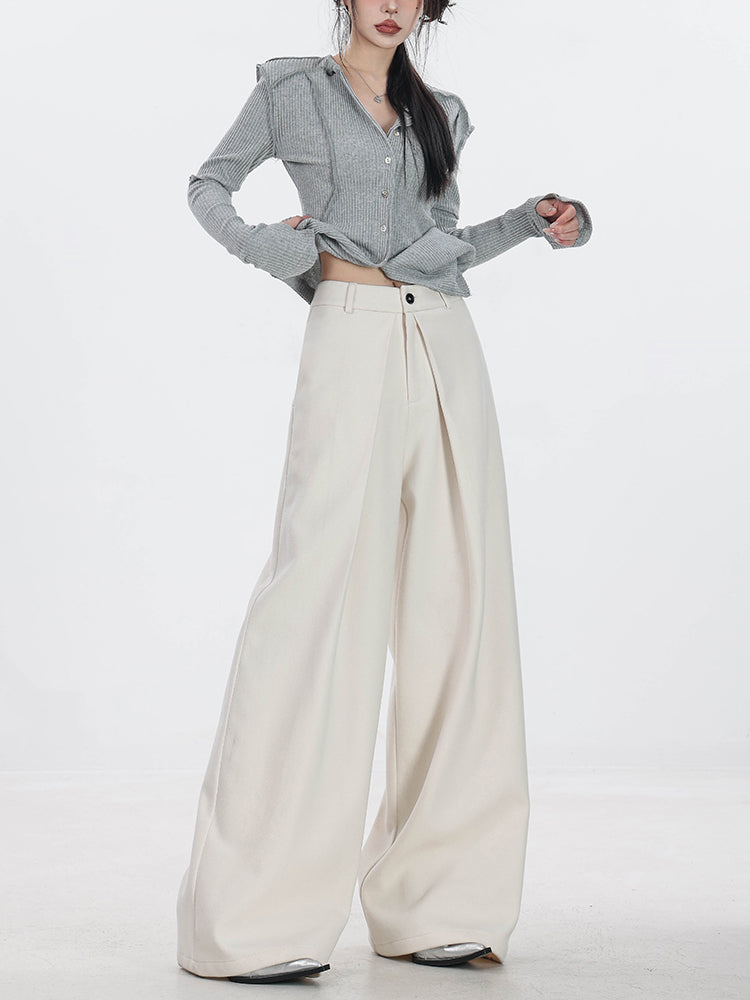 Urban Stroll - Original Draped Woolen Thickened Wide-Leg Pants